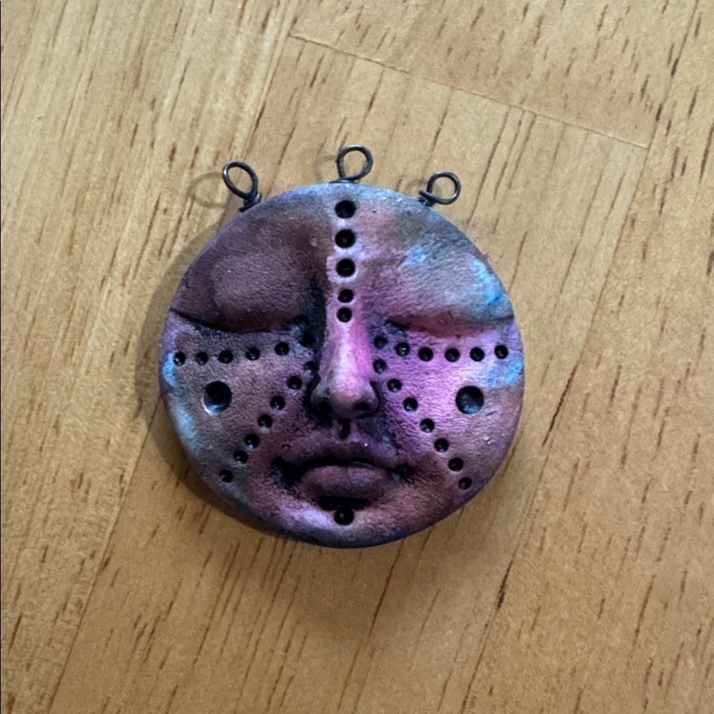 Artistic Yellow and Black Face Pendant
